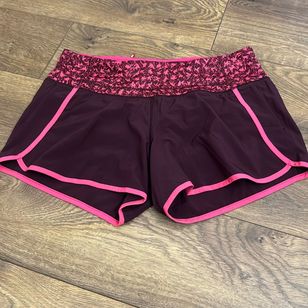 lululemon athletica Maroon Athletic Shorts with Pink Trim